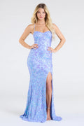 Shimmer through every feed refresh in the Sawyer Lace-Up Slit Mermaid Sequin Formal Dress, a viral-worthy look from Windsor's periwinkle prom dresses that nails bold, confident energy.
