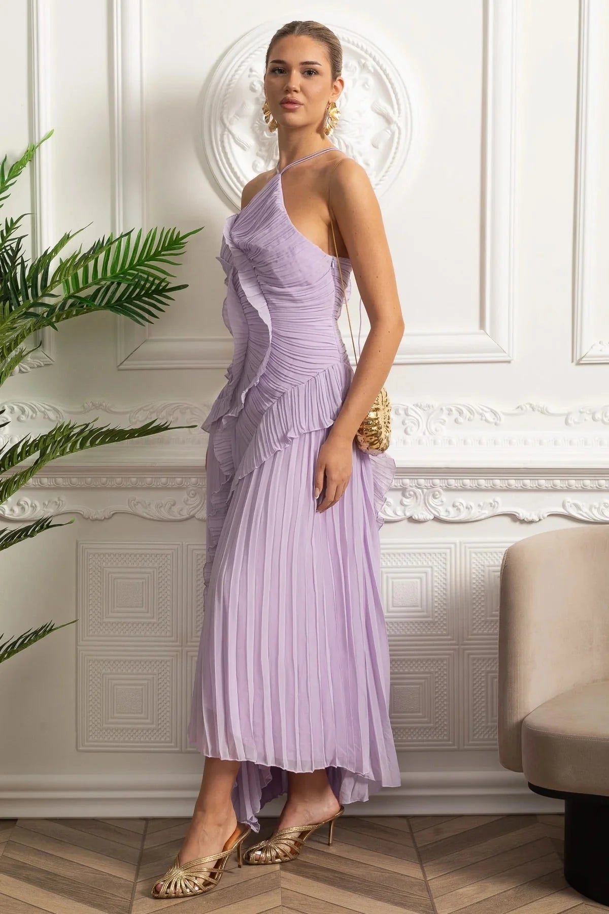 Liose Pileli Premium Midi Elbise