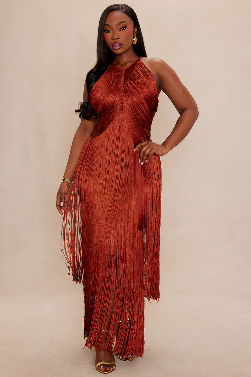 Nolana Püsküllü Premium Maxi Elbise