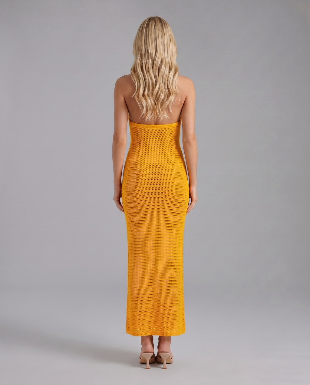 Kyla Crochet Halter Maxi Dress - Orange
