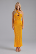 Kyla Crochet Halter Maxi Dress - Orange