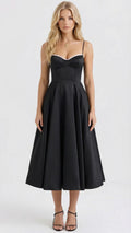 Selene Sweetheart Midi Dress - Black