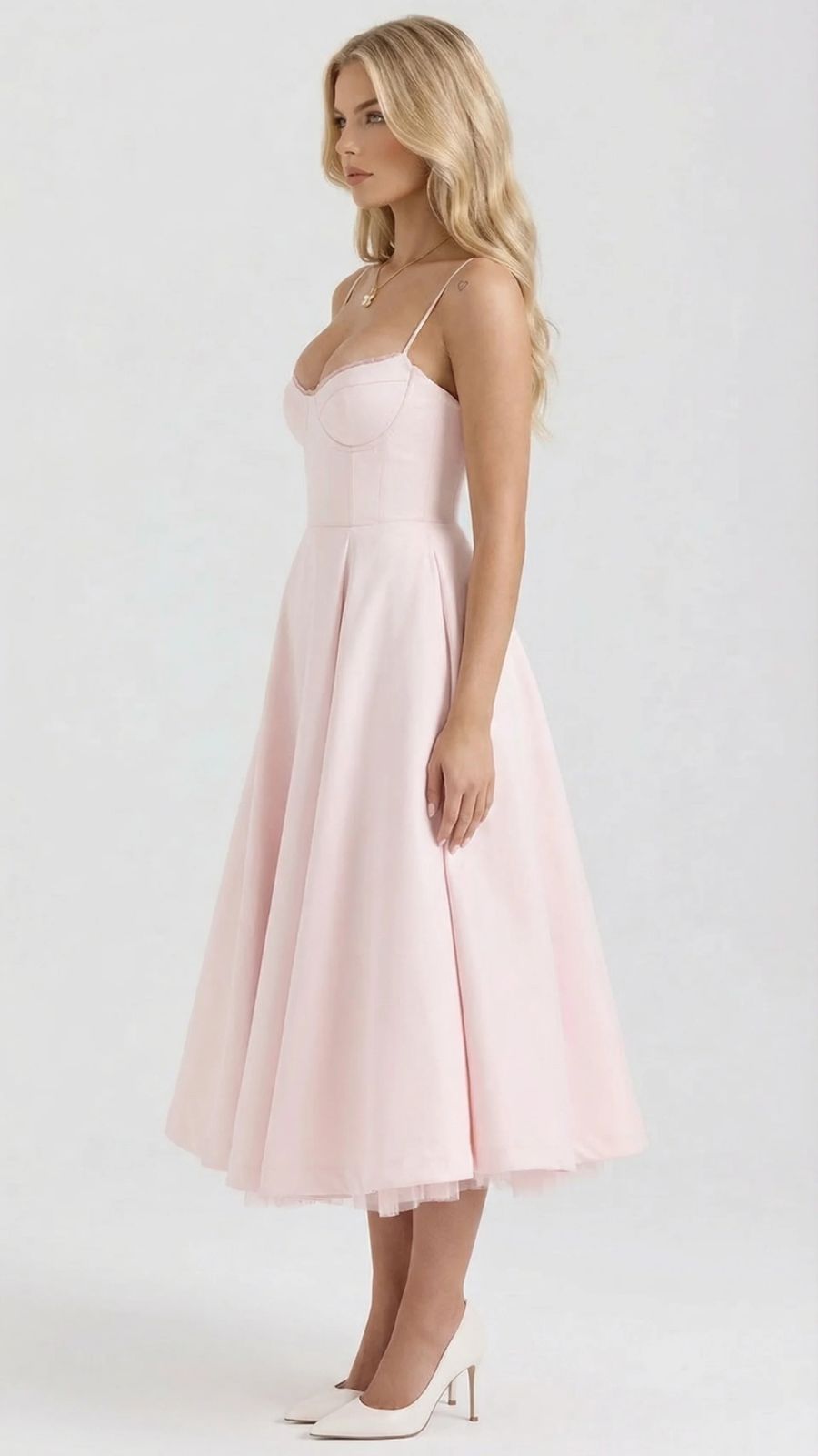 Selene Sweetheart Midi Dress - Pink