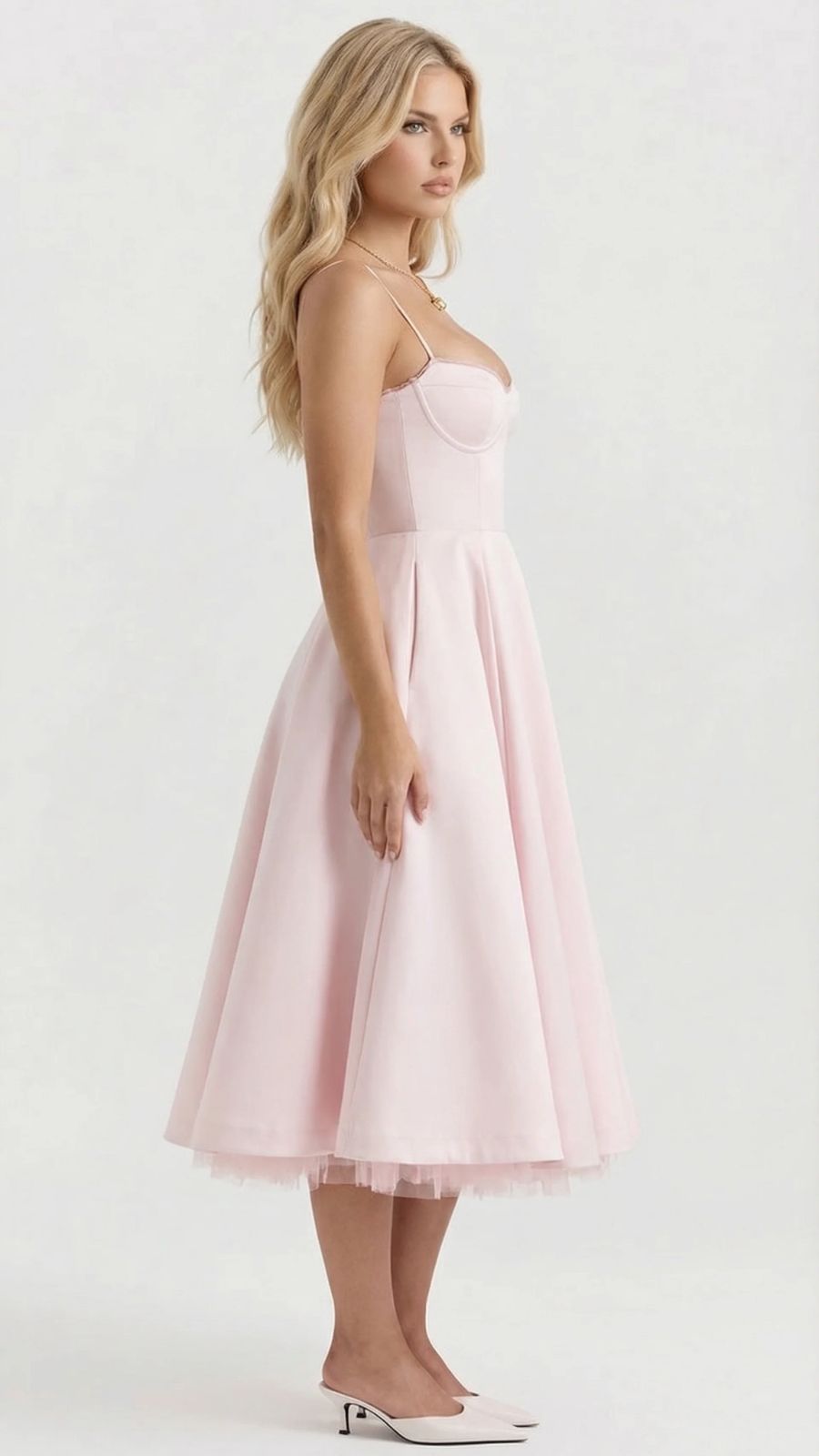 Selene Sweetheart Midi Dress - Pink