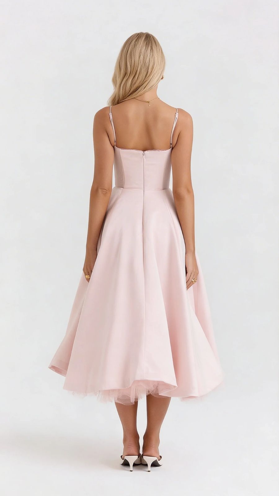 Selene Sweetheart Midi Dress - Pink