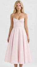 Selene Sweetheart Midi Dress - Pink