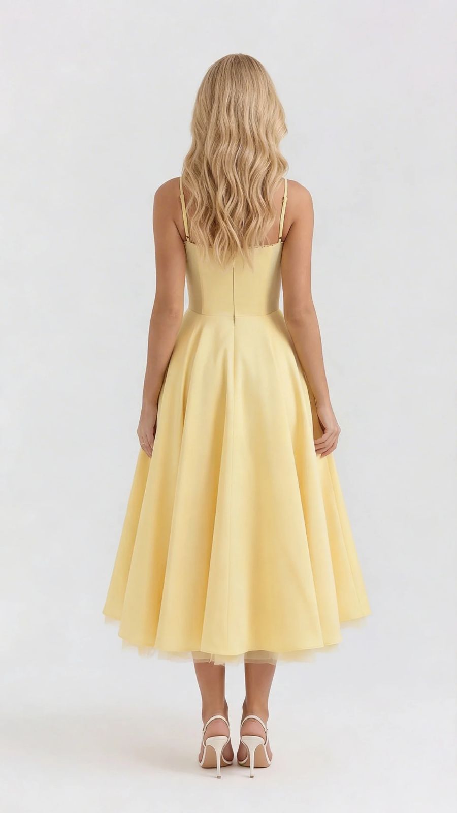 Selene Sweetheart Midi Dress - Yellow
