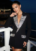 İşlemeli Yaka Premium Blazer Elbise