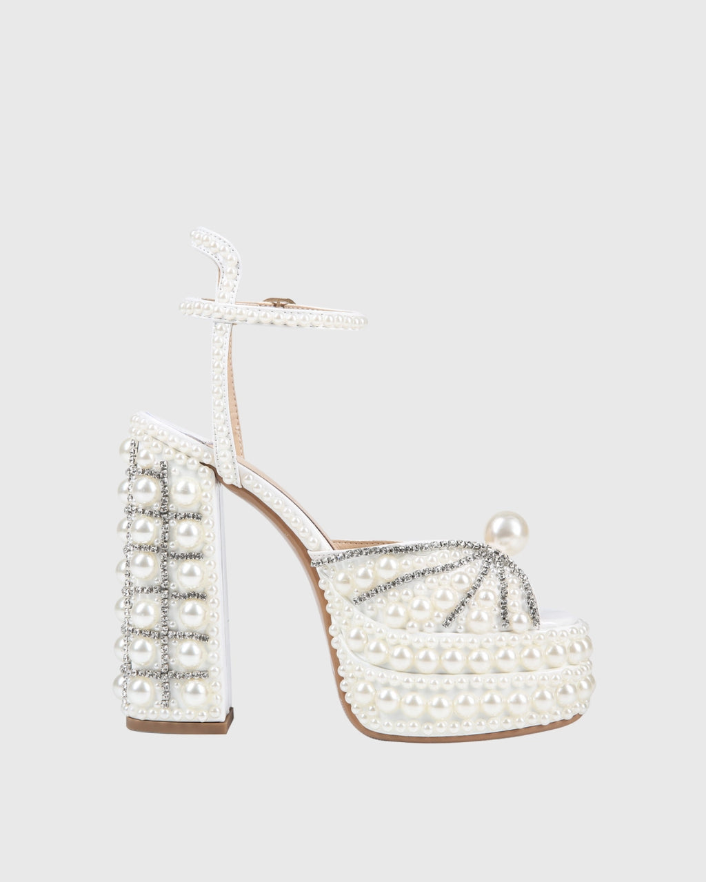 Liviana Rhinestone Pearl Platform Askılı Sandaletler