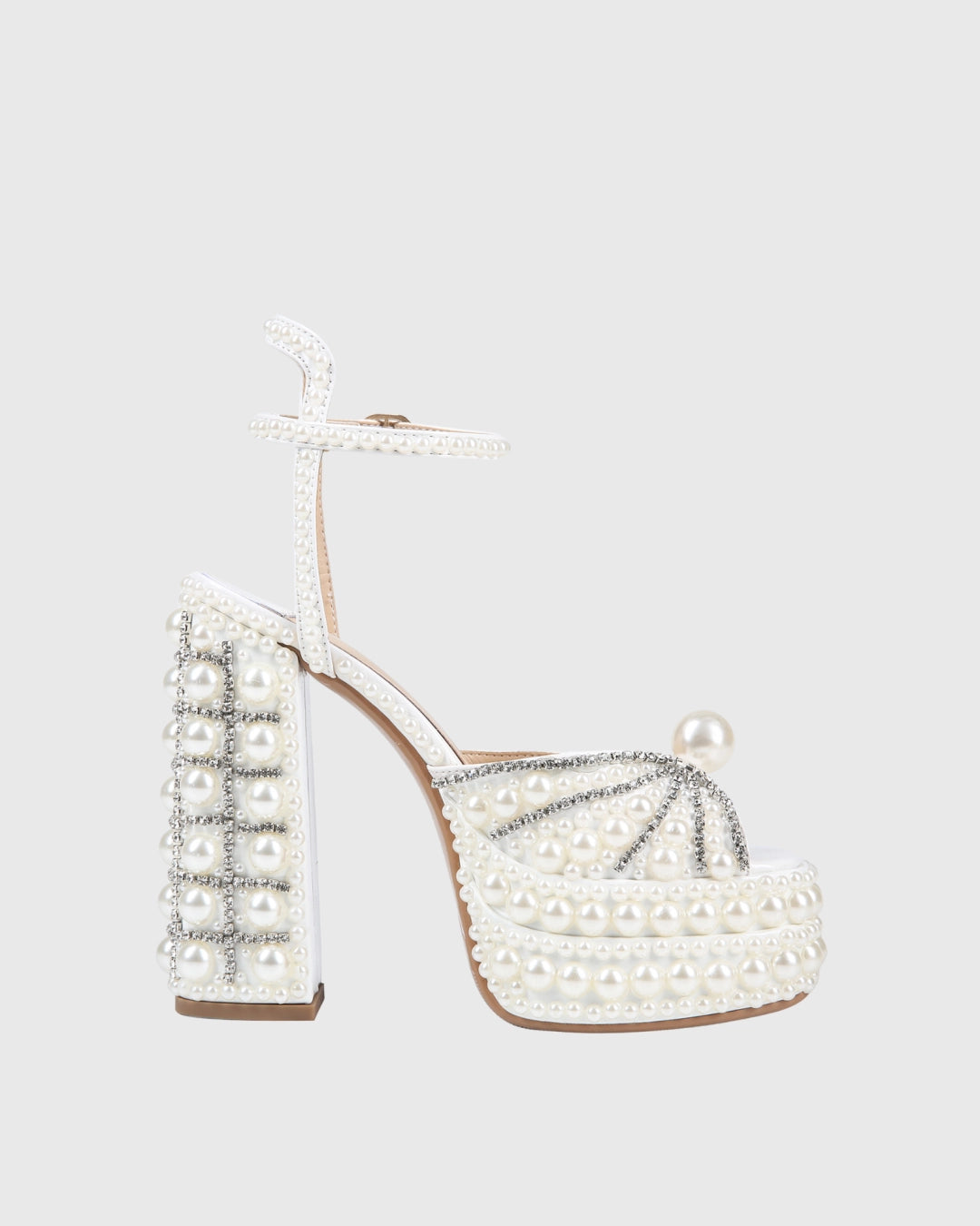Liviana Rhinestone Pearl Platform Askılı Sandaletler