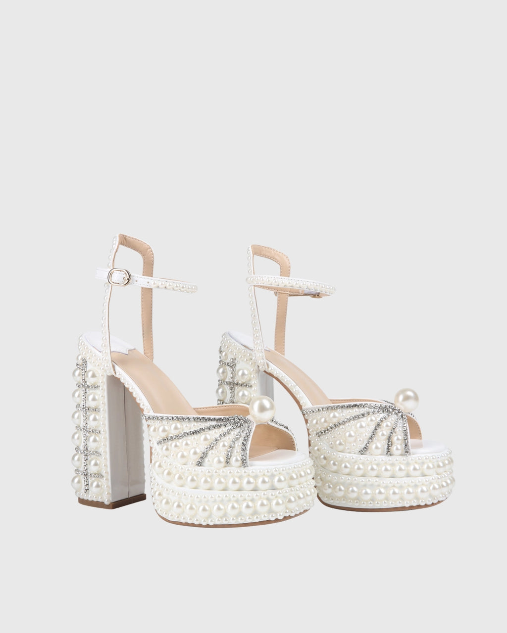 Liviana Rhinestone Pearl Platform Askılı Sandaletler