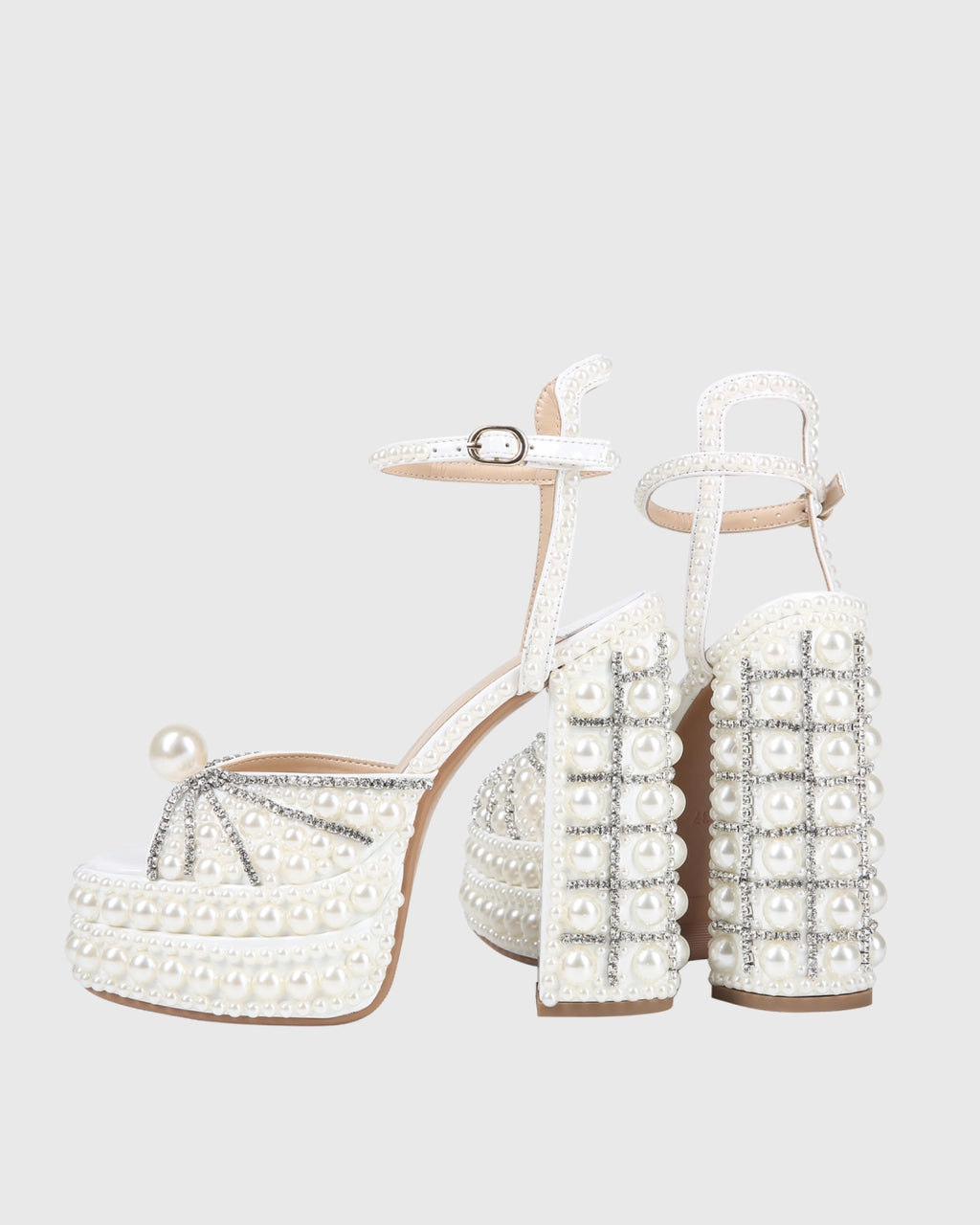 Liviana Rhinestone Pearl Platform Askılı Sandaletler