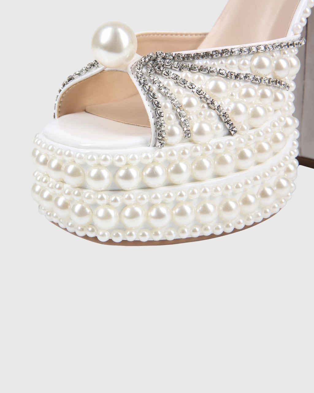 Liviana Rhinestone Pearl Platform Askılı Sandaletler