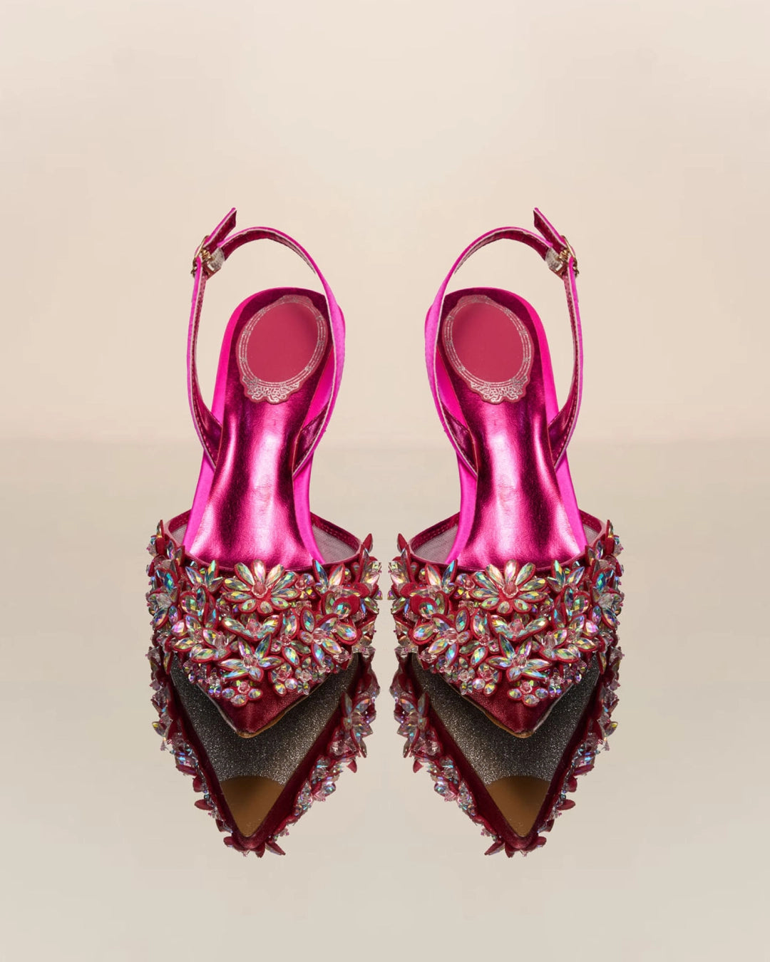 Joss Rhinestone Kristal İşlemeli Pembe Topuklu Ayakkabı