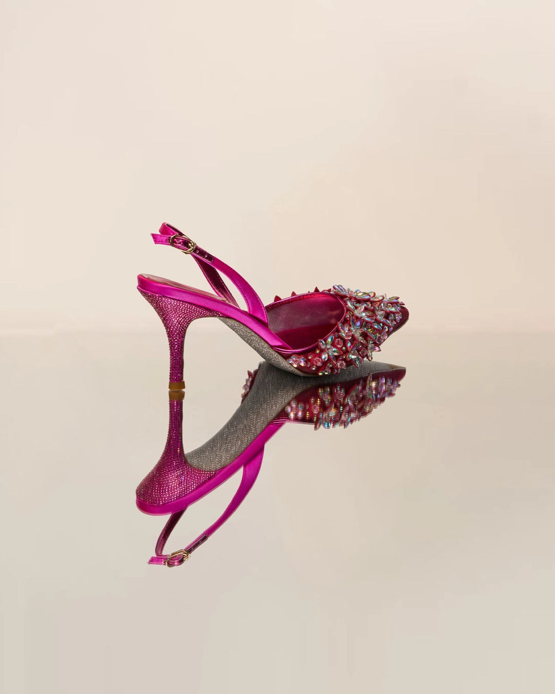 Joss Rhinestone Kristal İşlemeli Pembe Topuklu Ayakkabı